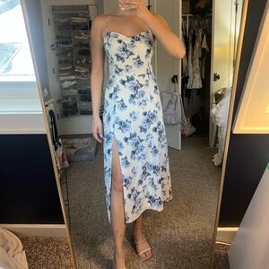 Abercrombie & Fitch White and Blue Floral Midi Dress